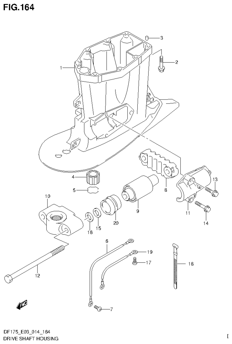 Suzuki DF175ZG DRIVE SHAFT HOUSING (DF150Z E03) parts diagram